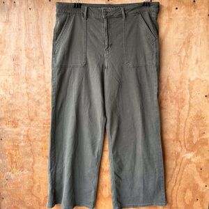American Eagle Super High Rise Baggy Wide Leg Olive Green Pant